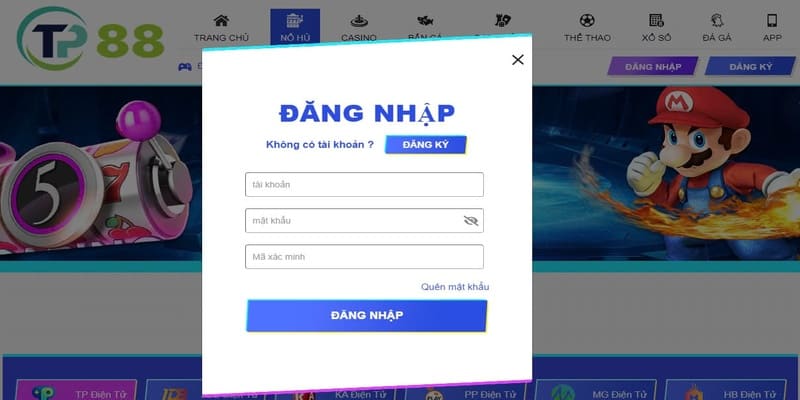 Thao tác đăng nhập TP88 dễ hiểu
